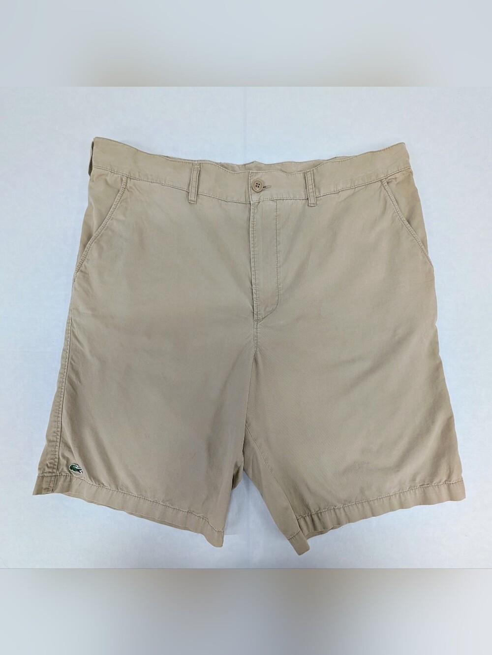 Lacoste Men’s Khaki Flat Front Cotton Shorts Size XL